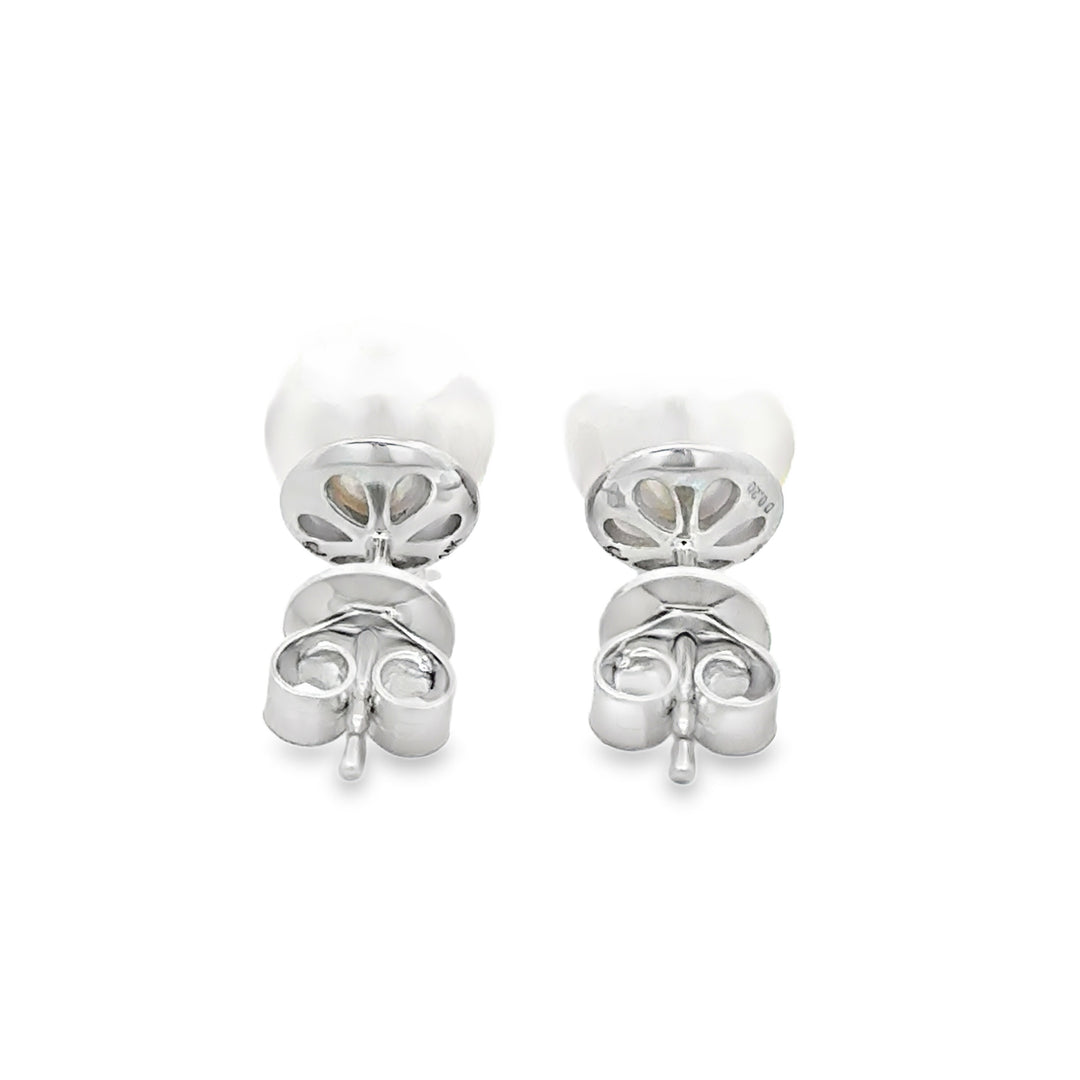 8MM Freshwater Pearl 0.20 CTW Diamond 14K White Gold Stud Earrings