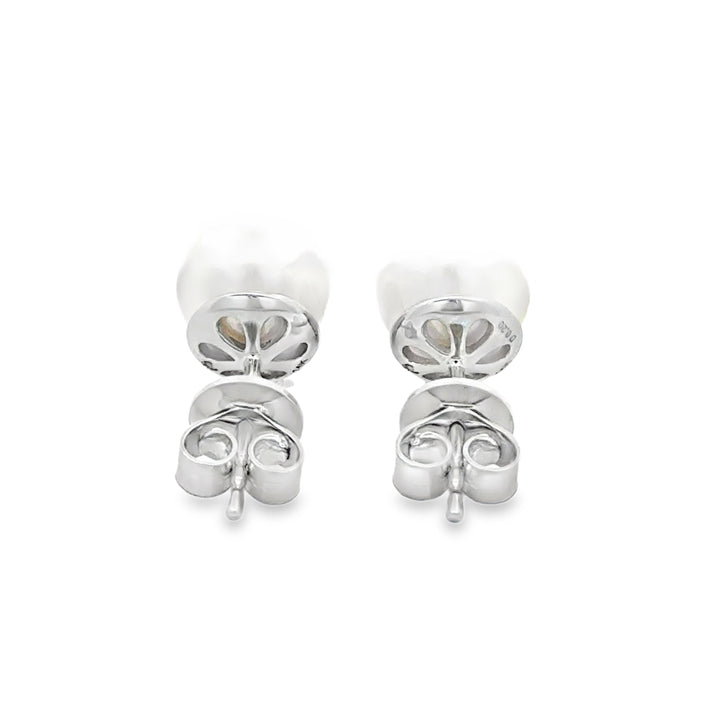 8MM Freshwater Pearl 0.20 CTW Diamond 14K White Gold Stud Earrings