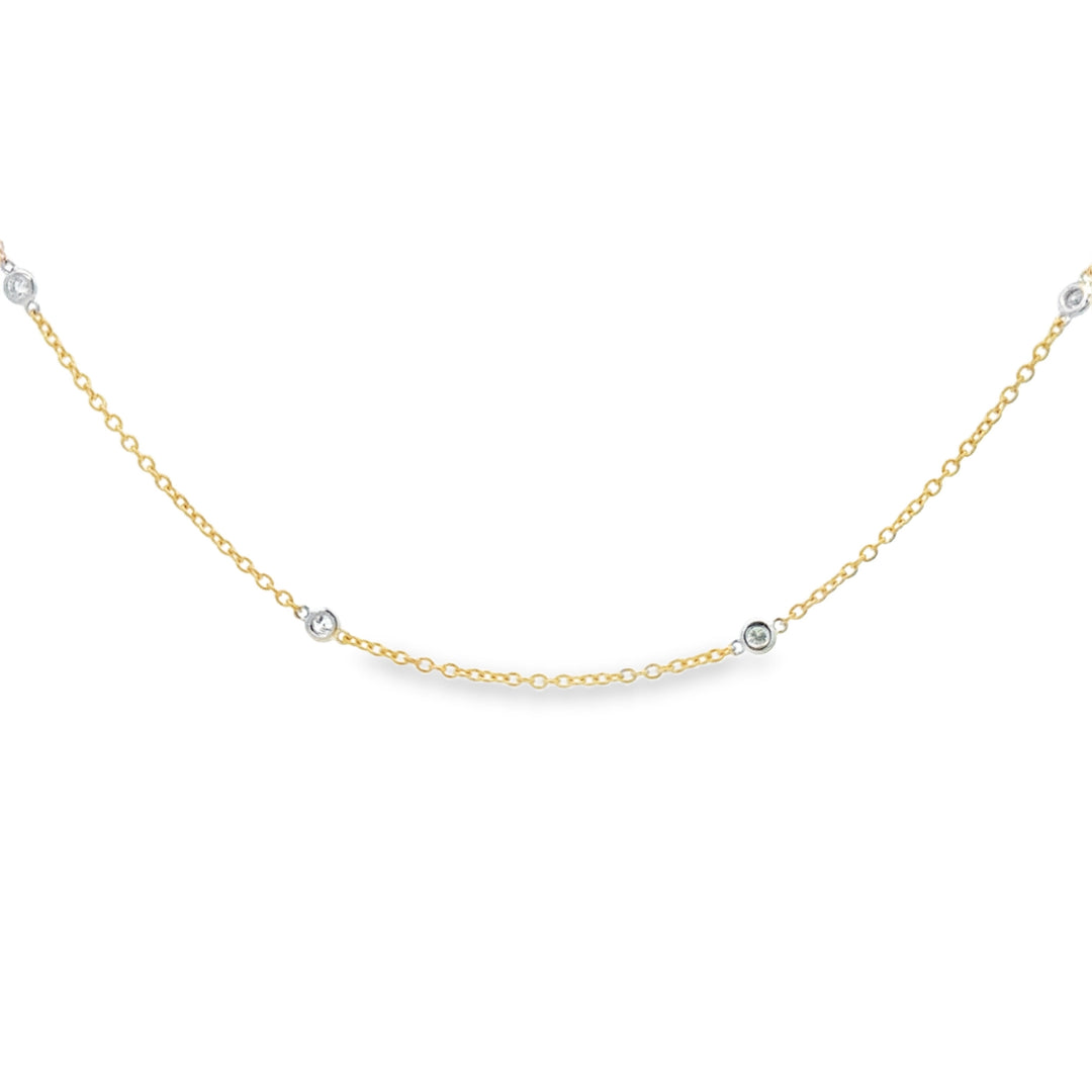 0.30 CTW Diamond by the Inch 14K Two-Tone Gold Station Necklace
