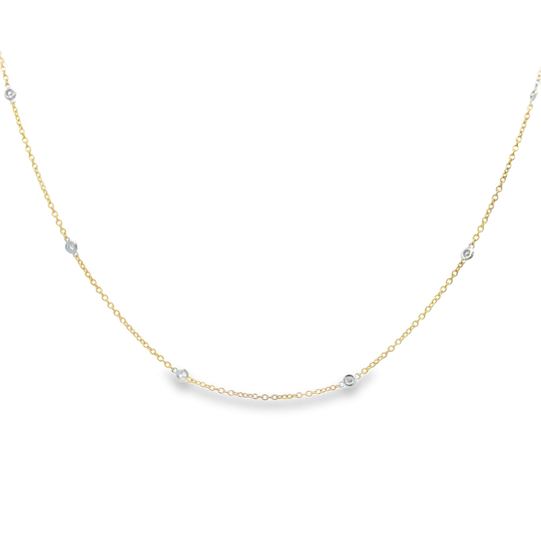 0.30 CTW Diamond by the Inch 14K Two-Tone Gold Station Necklace