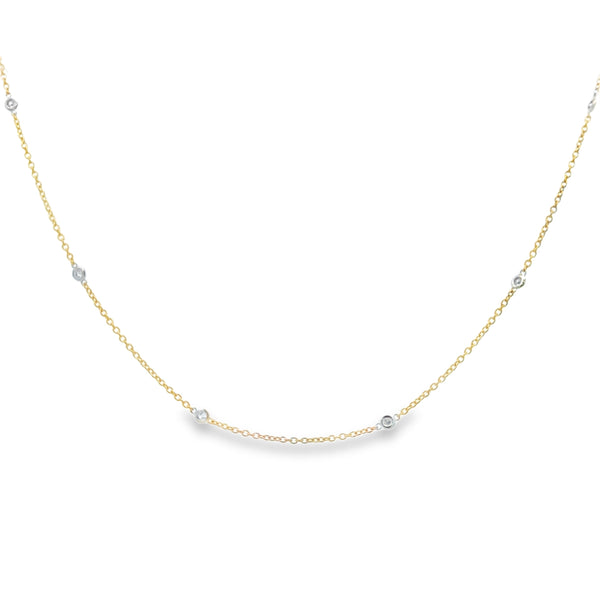 0.30 CTW Diamond by the Inch 14K Two-Tone Gold Station Necklace