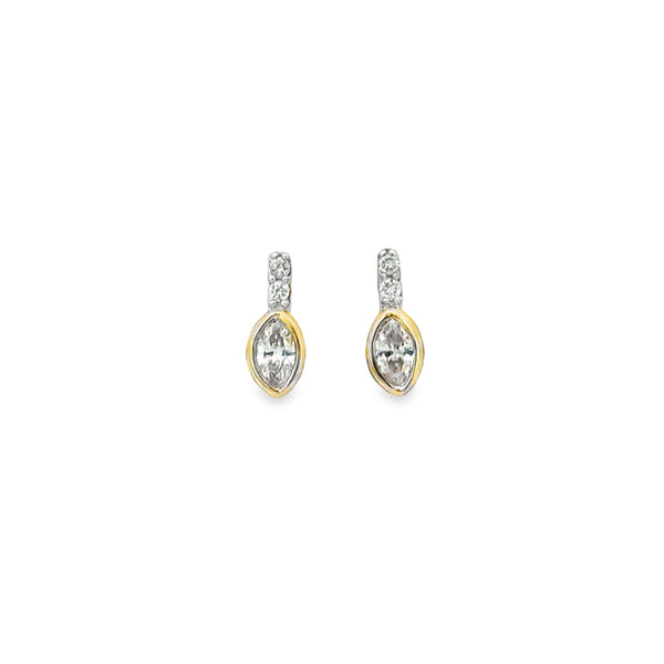0.24 CTW Diamond 14K Yellow Gold Marquise Bezel-Set Stud Earrings