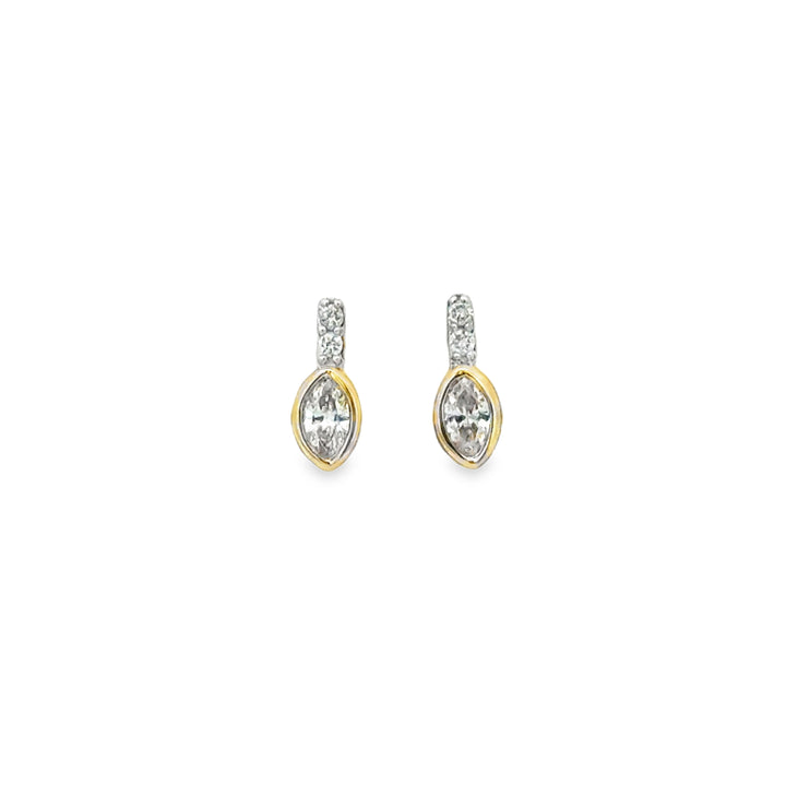 0.24 CTW Diamond 14K Yellow Gold Marquise Bezel-Set Stud Earrings