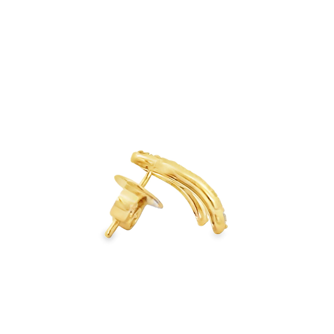 0.76 CTW Diamond 14K Yellow Gold Triple Row Cascading Stud Earrings