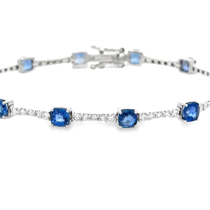 6.56 CTW Sapphire and 1.77 CTW Diamond 14K White Gold Tennis Bracelet