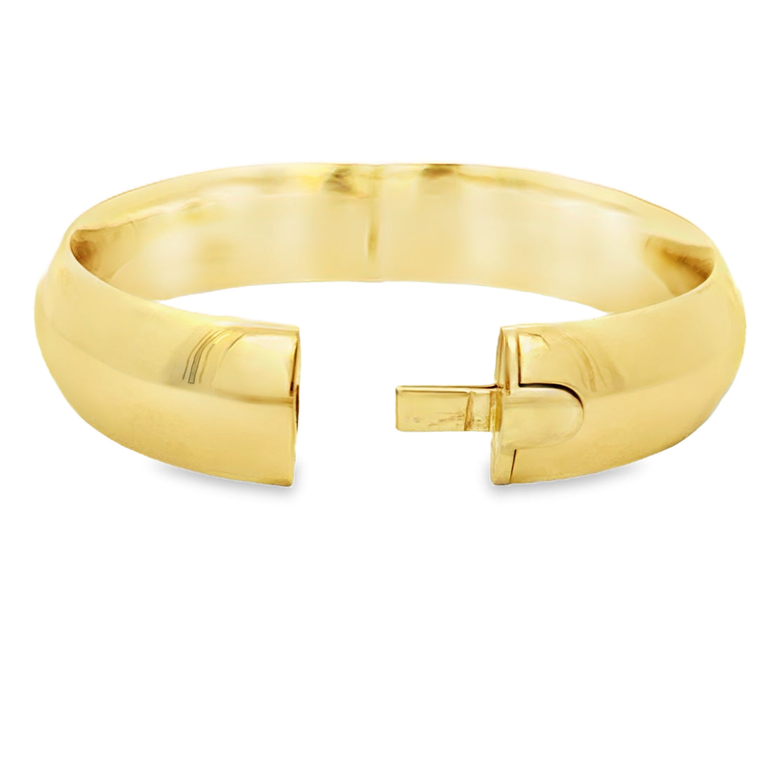 18K Yellow Gold 15.5MM Wide Polished Hinged Bangle Bracelet