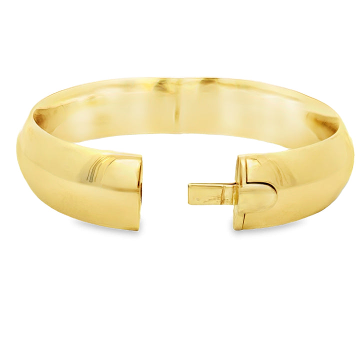 18K Yellow Gold 15.5MM Wide Polished Hinged Bangle Bracelet