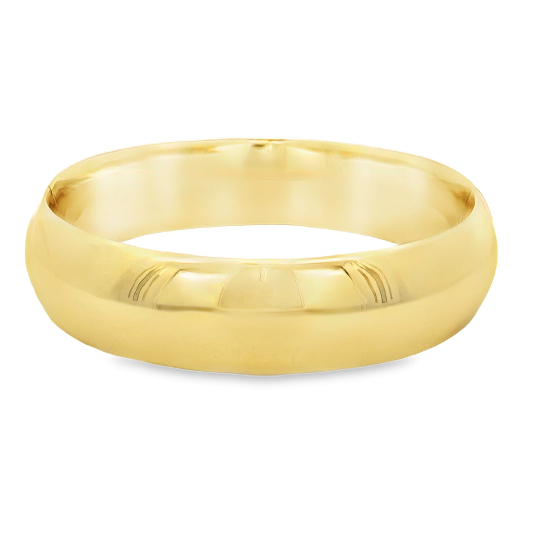18K Yellow Gold 15.5MM Wide Polished Hinged Bangle Bracelet