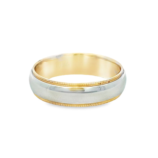 Men's 14K Two-Tone Gold Milgrain Edge Wedding Band – 5.7MM