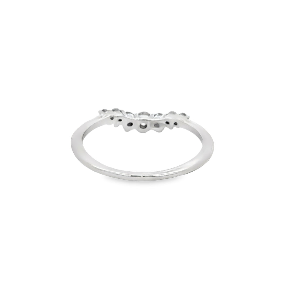 0.15 CTW Diamond 14K White Gold Curved Wedding Band – Size 5 1/4