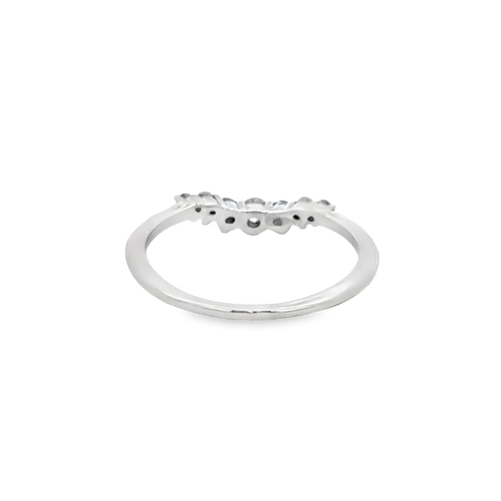 0.15 CTW Diamond 14K White Gold Curved Wedding Band – Size 5 1/4