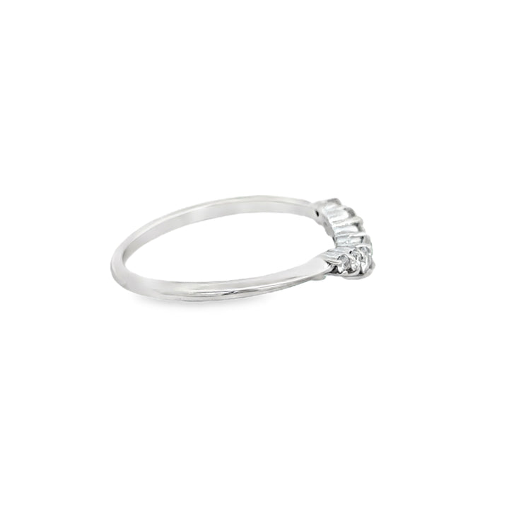 0.15 CTW Diamond 14K White Gold Curved Wedding Band – Size 5 1/4
