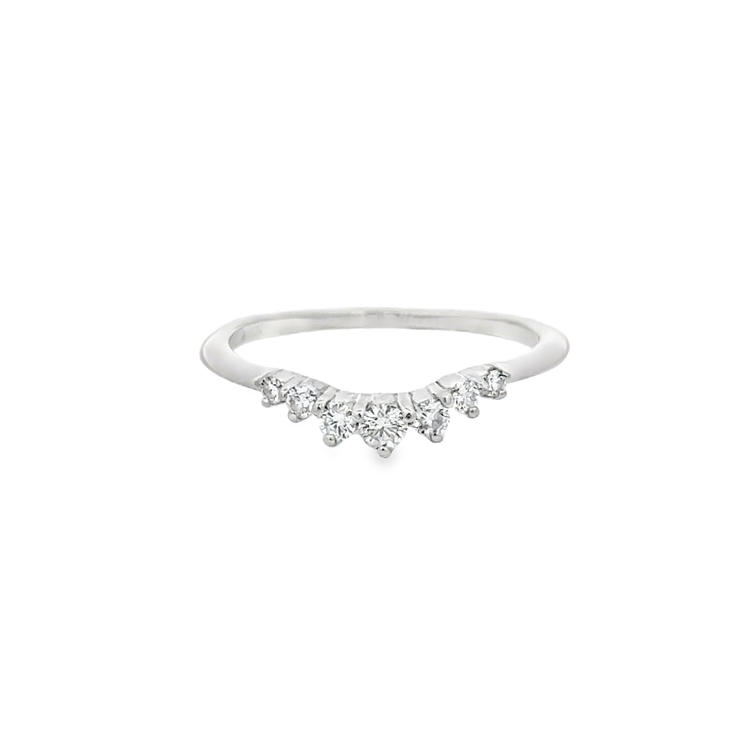 0.15 CTW Diamond 14K White Gold Curved Wedding Band – Size 5 1/4
