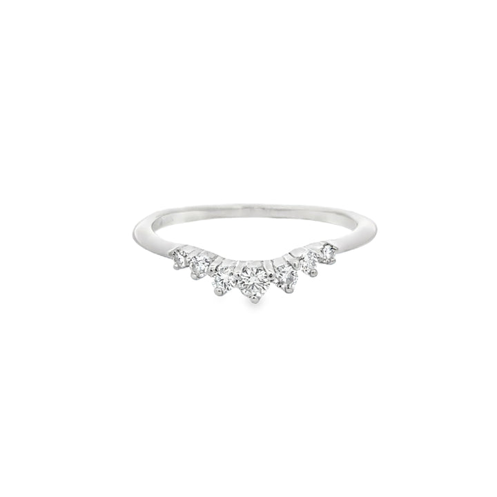 0.15 CTW Diamond 14K White Gold Curved Wedding Band – Size 5 1/4
