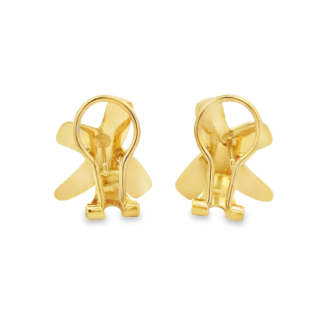 14K Yellow Gold Polished X Design Leverback Earrings – 16MM