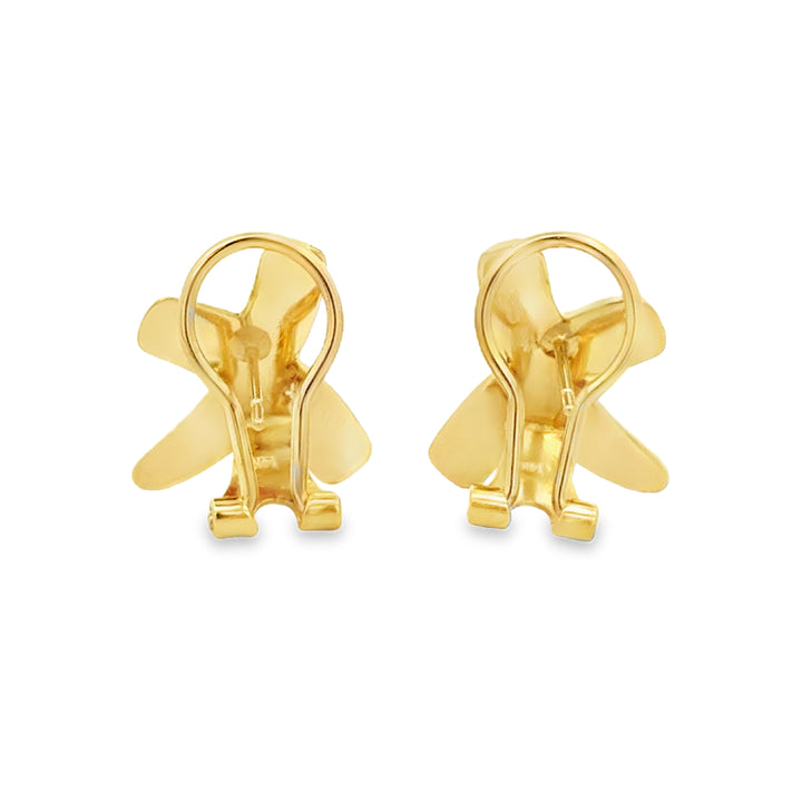 14K Yellow Gold Polished X Design Leverback Earrings – 16MM