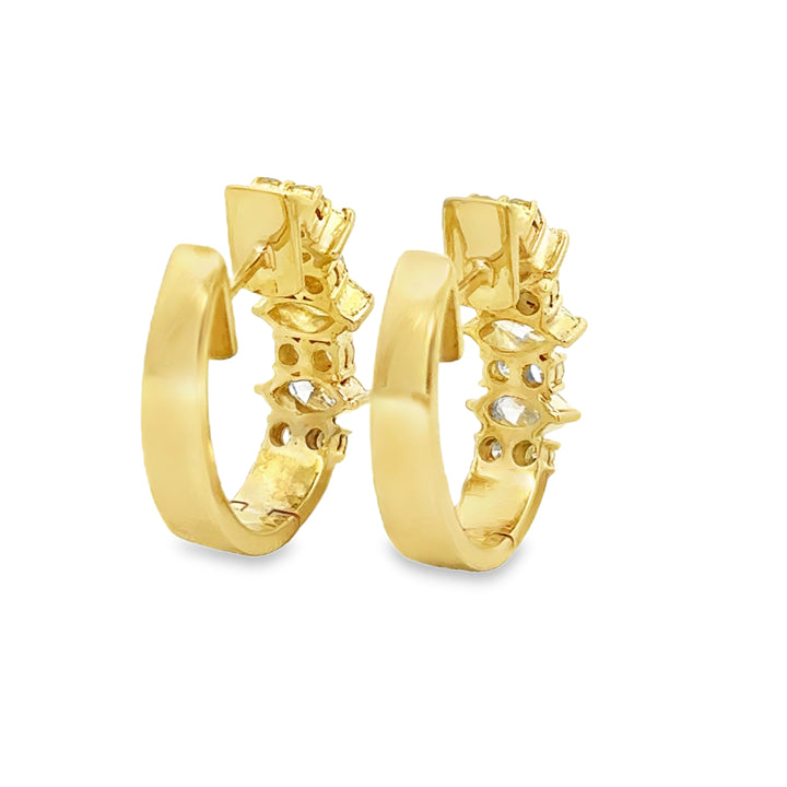 1.75 CTW Marquise and Round Diamond Hoop Earrings in 14K Yellow Gold – 19.5MM