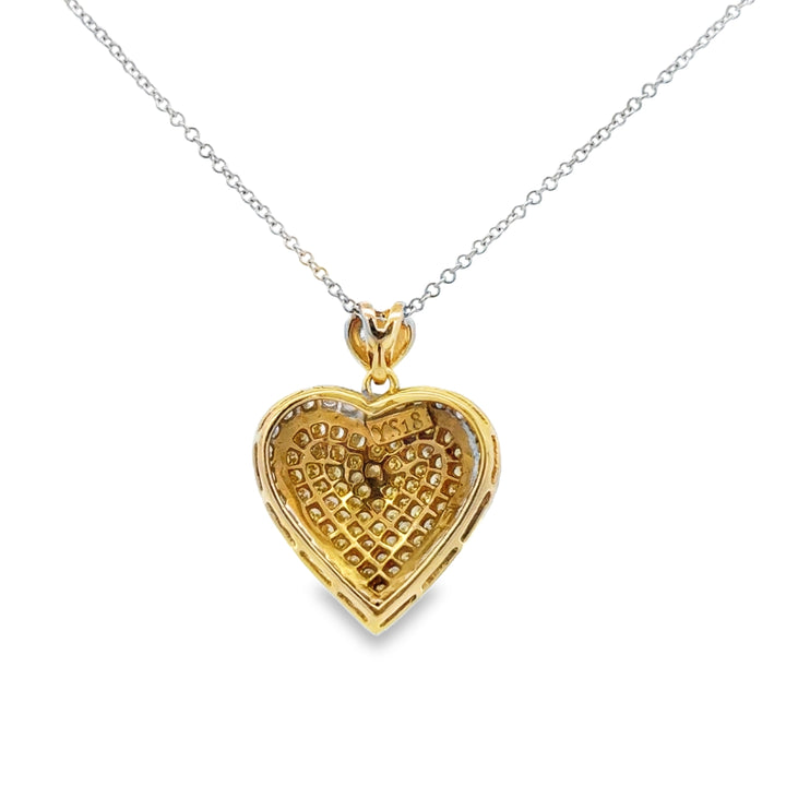 0.80 CTW Yellow and White Diamond Heart Pendant Necklace in 18K Two-Tone Gold