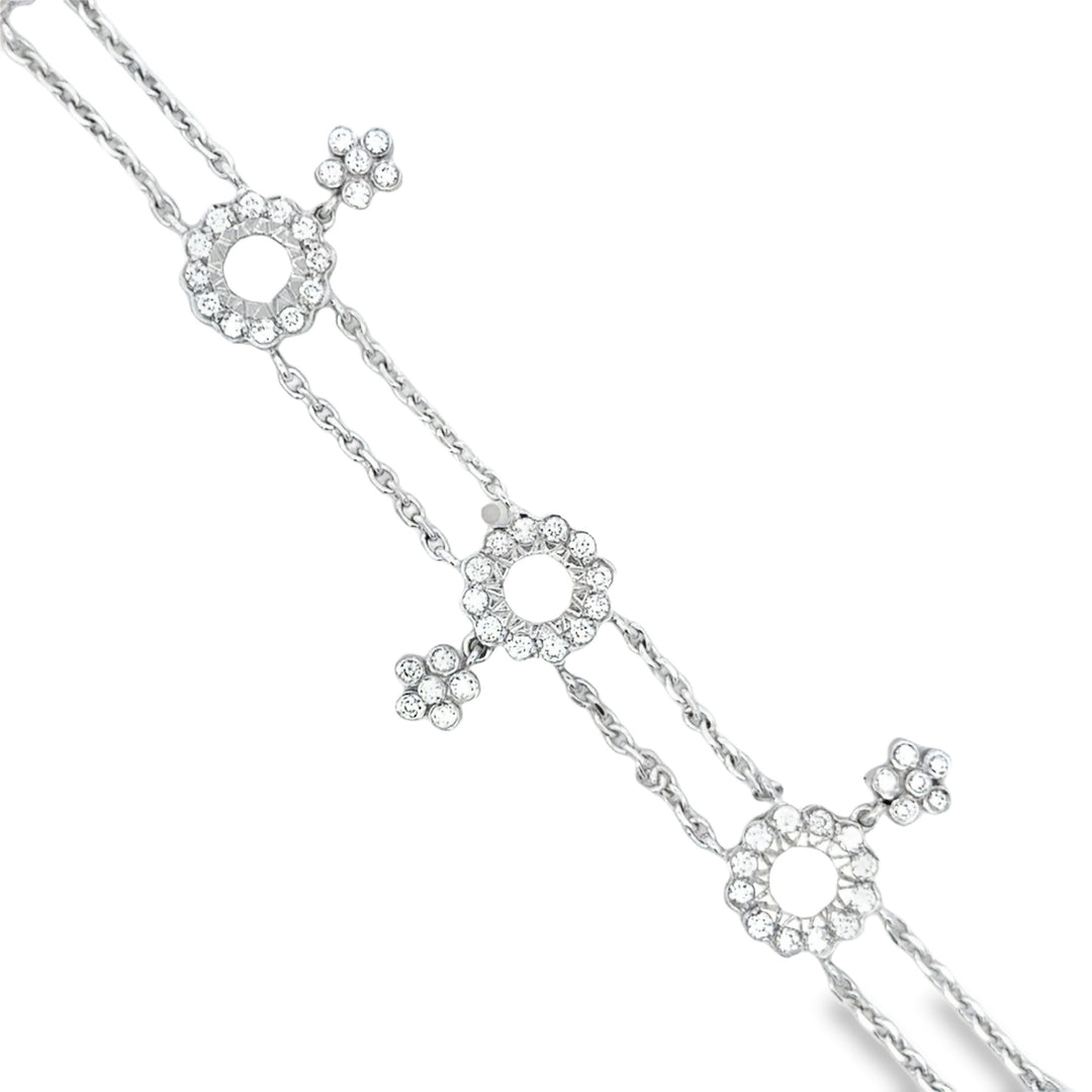 1.80 CTW Diamond Floral Dangle Bracelet in 18K White Gold – 7 Inches