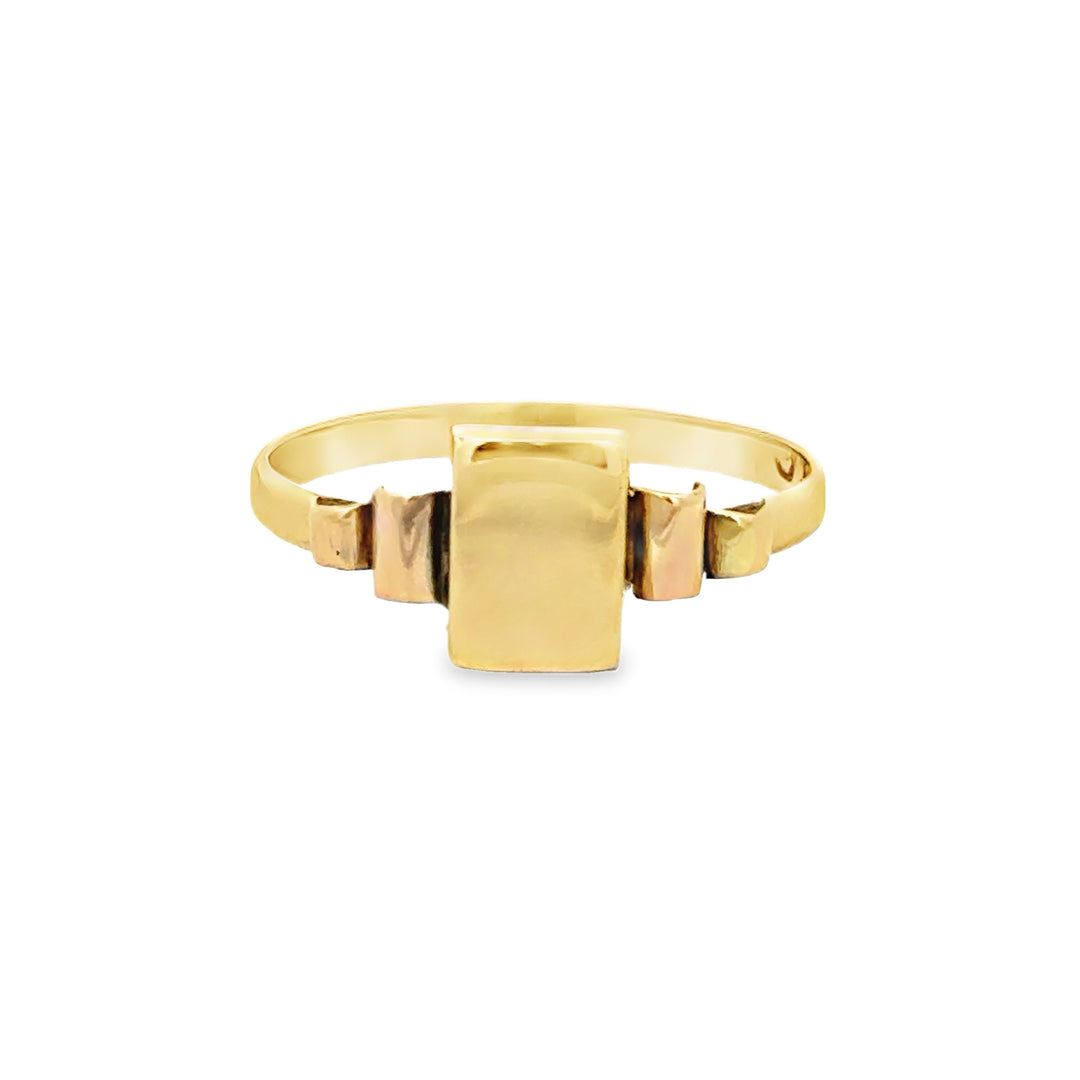 Vintage 14K Yellow and Rose Gold Engravable Geometric Ring