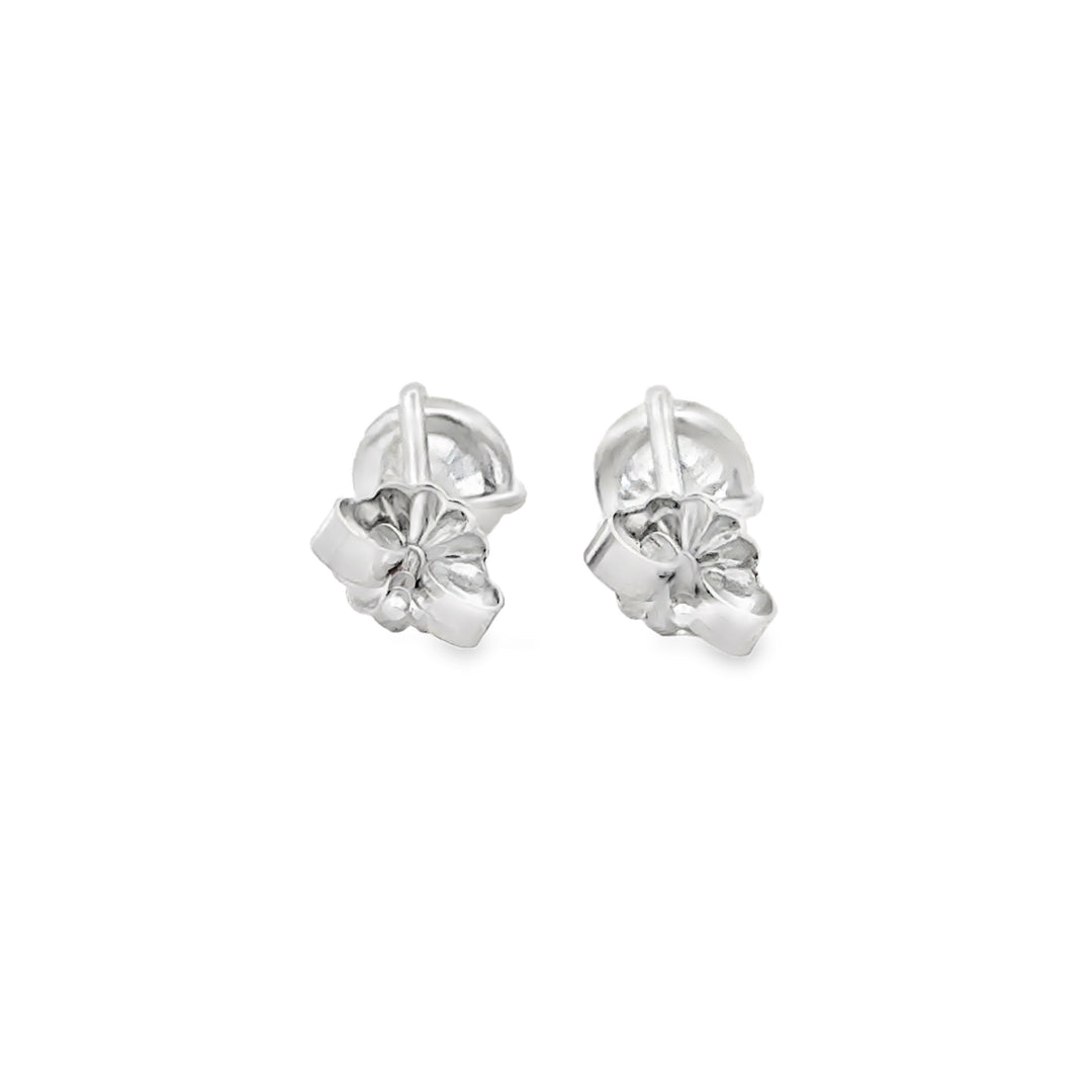 1.39 CTW Diamond Stud Earrings in 14K White Gold with 3-Prong Martini Settings