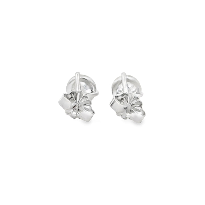 1.39 CTW Diamond Stud Earrings in 14K White Gold with 3-Prong Martini Settings