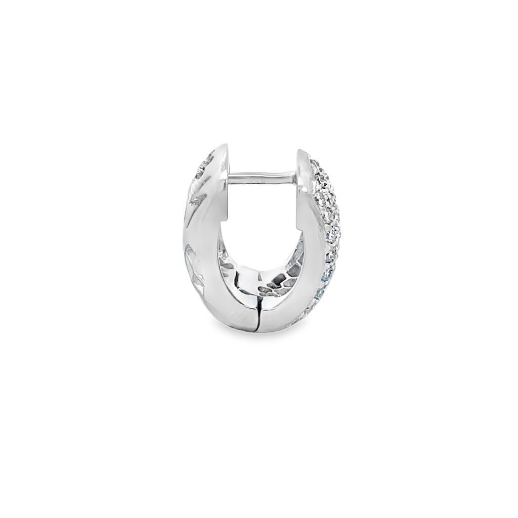 1.20 CTW Diamond Pavé Hoop Huggie Earrings 14K White Gold – 16mm