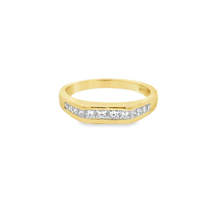 0.60 CTW Princess Cut Diamond 18K Yellow Gold Square-Top Band Ring