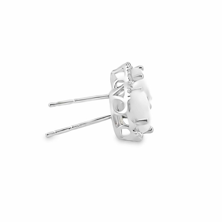 1.02 CTW Opal Earrings with 0.14 CTW Diamond Halo14K White Gold