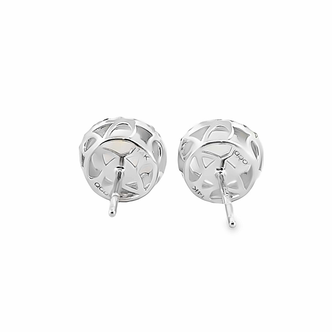 1.02 CTW Opal Earrings with 0.14 CTW Diamond Halo14K White Gold