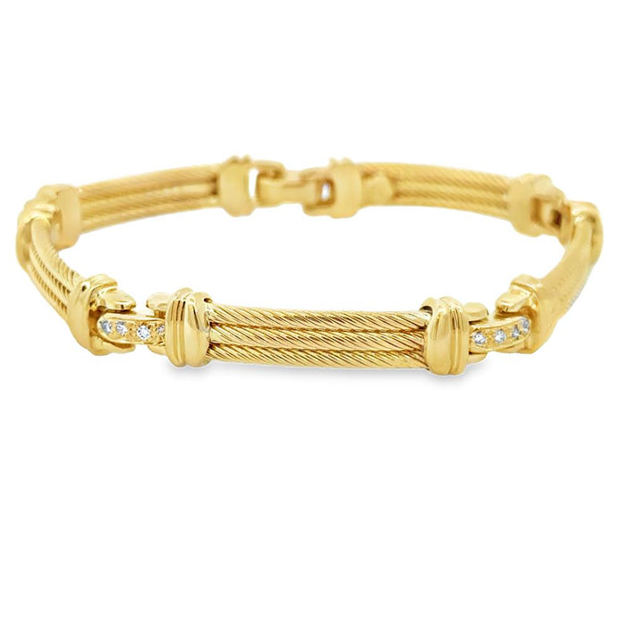 0.08 CTW Diamond 18K Yellow Gold Cable Bracelet