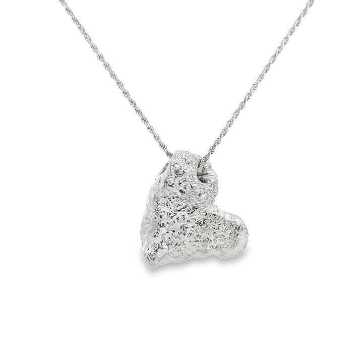 1.50 CTW Diamond Pavé Abstract Heart Pendant Necklace with 14K White Gold Rope Chain – 18"