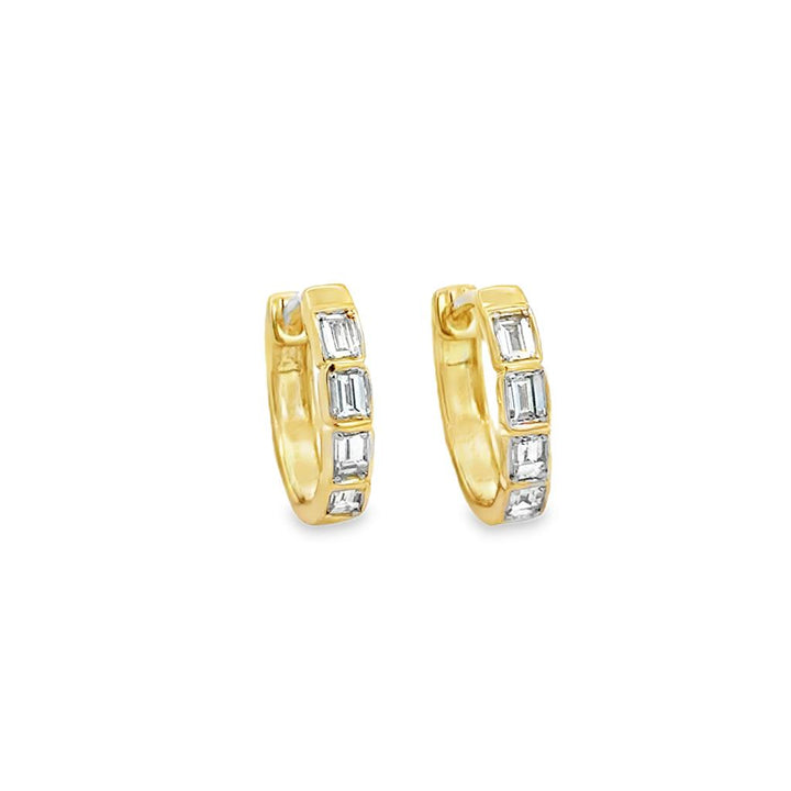 0.50 CTW Baguette Diamond 14K Yellow Gold Hoop Earrings