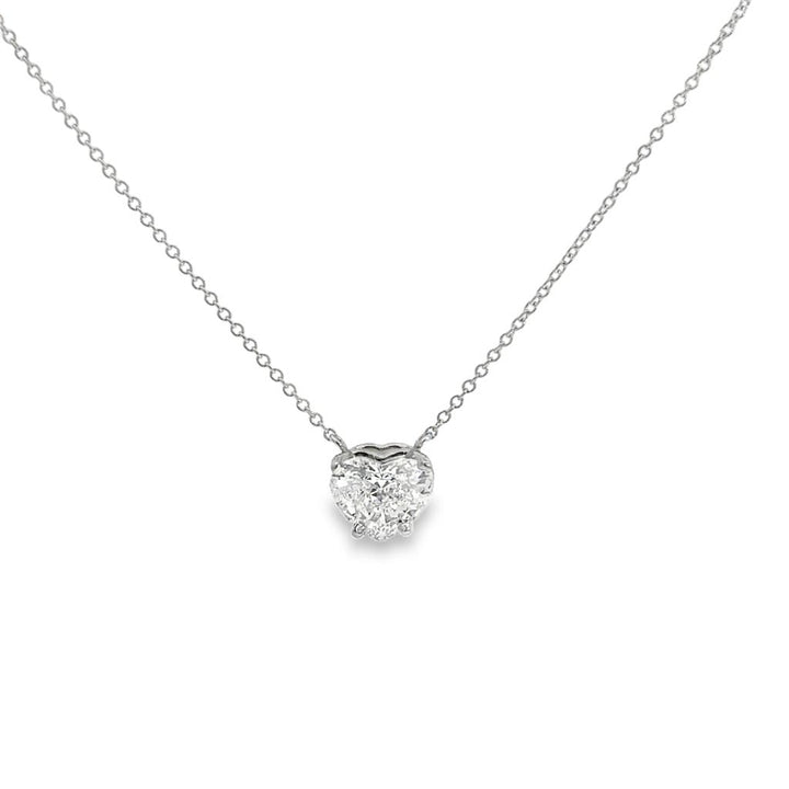 1.36 CT GIA Certified Diamond Heart Pendant Necklace in Platinum