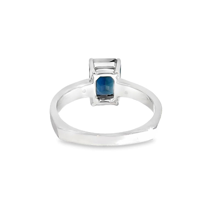 1.59CT Blue Sapphire & Diamond Ring in 14K White Gold