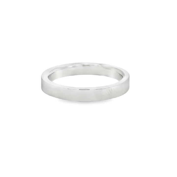 14K White Gold 3mm Flat Comfort Fit Wedding Band