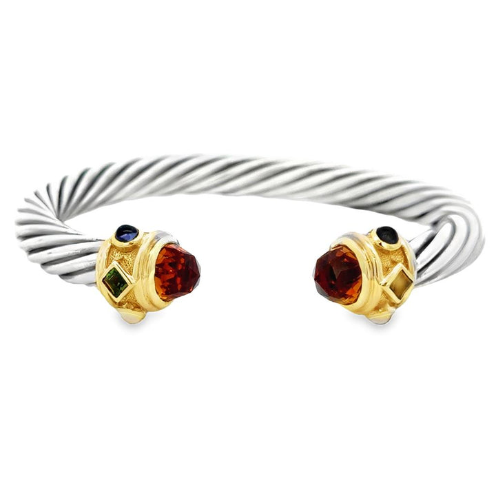 Pre-Owned David Yurman 14K Yellow Gold & Sterling Silver Multi-Gemstone Cuff Bracelet