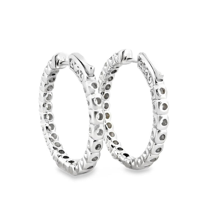 3.00 CTW Diamond Inside-Out Hoop Earrings 14K White Gold