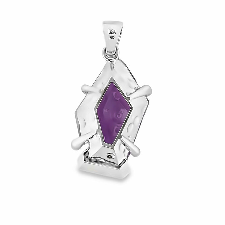 45.77ct amethyst and diamond pendant, 18k white gold
