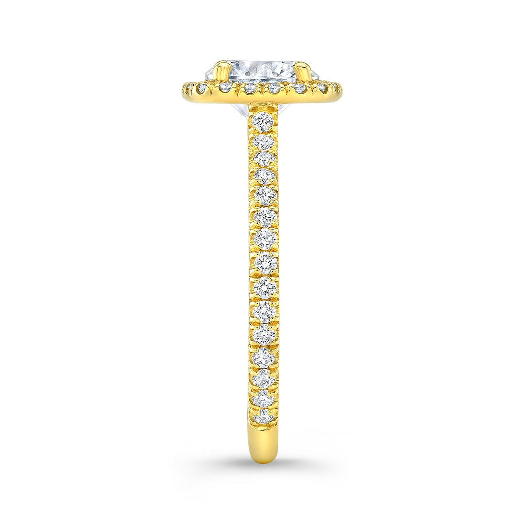 Cushion Shape Halo Engagement Semi-Mount Ring in 18K Yellow Gold