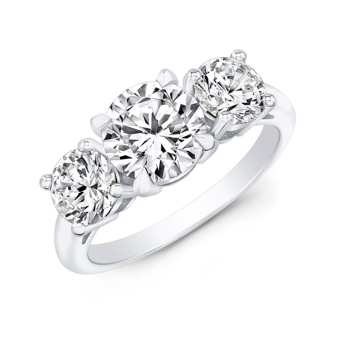 Three Stone Engagement Ring Mounting in 18K White Gold