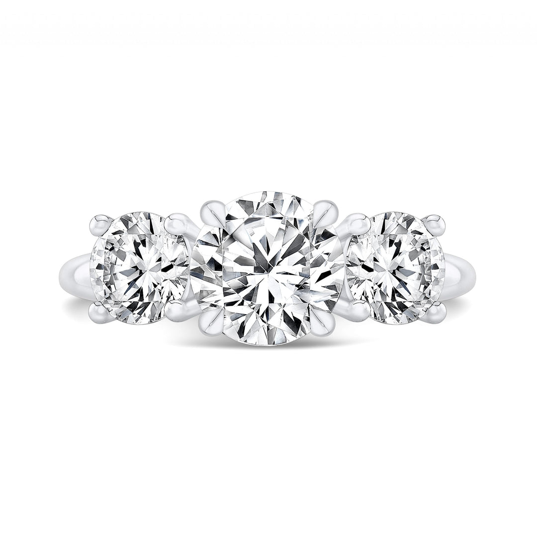 Three Stone Engagement Ring Mounting in 18K White Gold