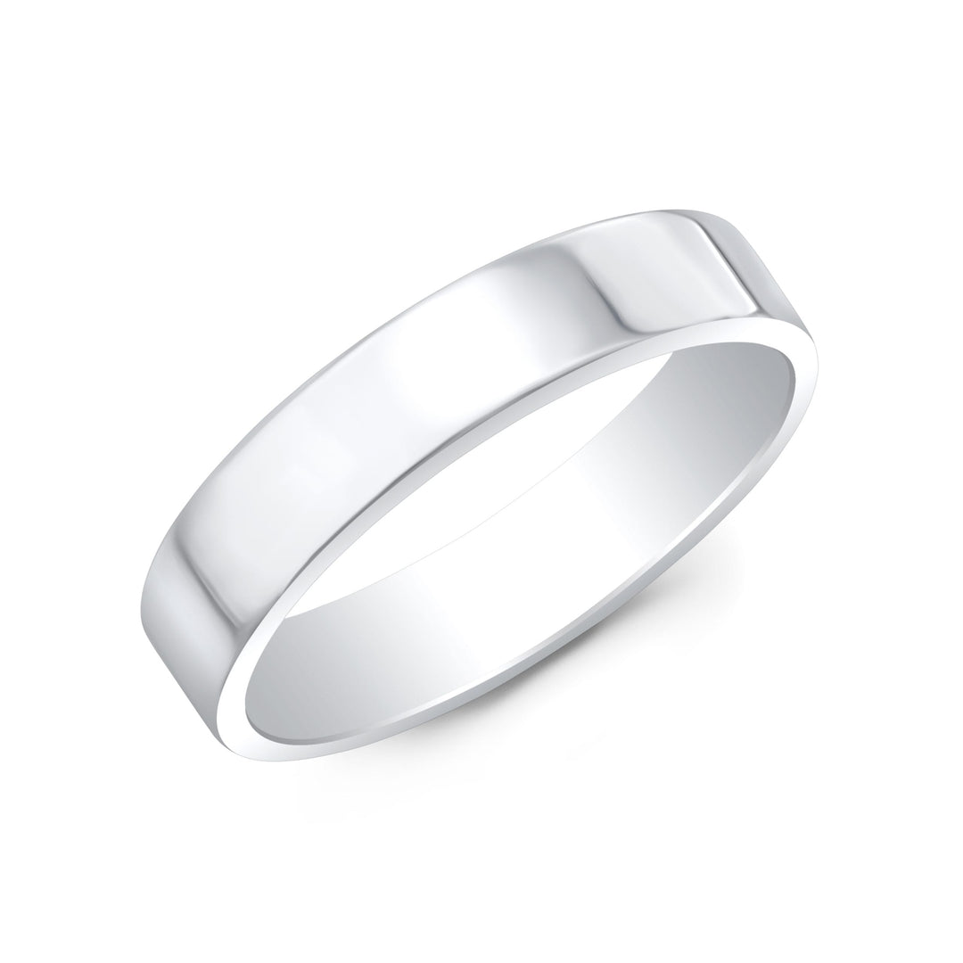 18K White Gold Flat Wedding Band - 5mm