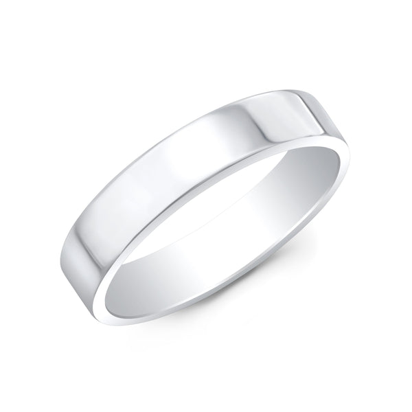 18K White Gold Flat Wedding Band - 5mm