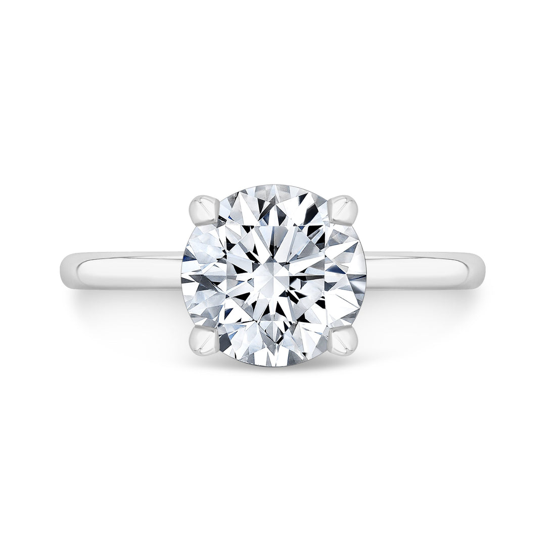 Classic Four Prong Engagement Semi-Mount Solitaire Diamond 18K White Gold Engagement Ring