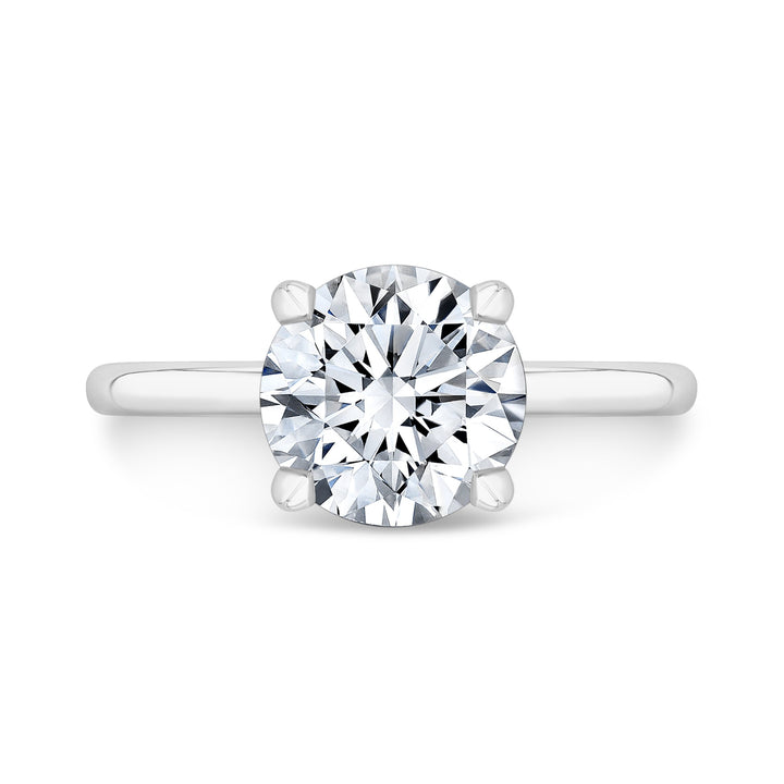 Classic Four Prong Engagement Semi-Mount Solitaire Diamond 18K White Gold Engagement Ring