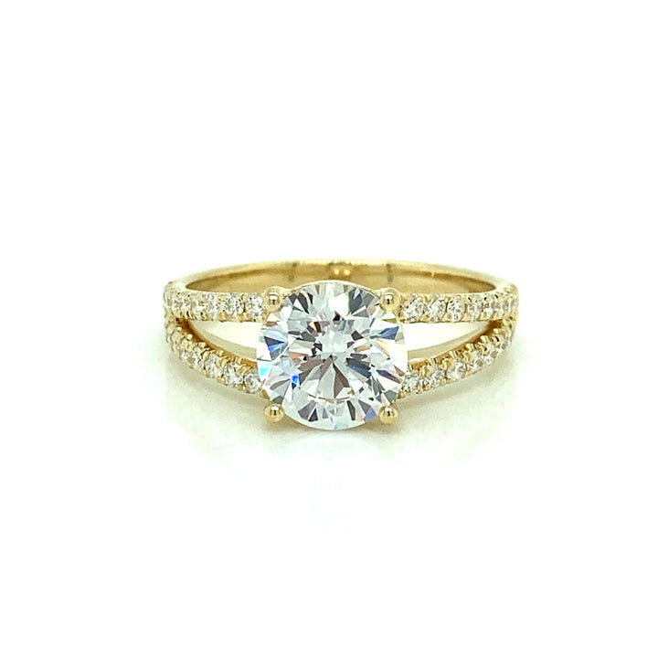Engagement Semi-Mount Diamond 18K Yellow Gold Split Shank Pave Ring