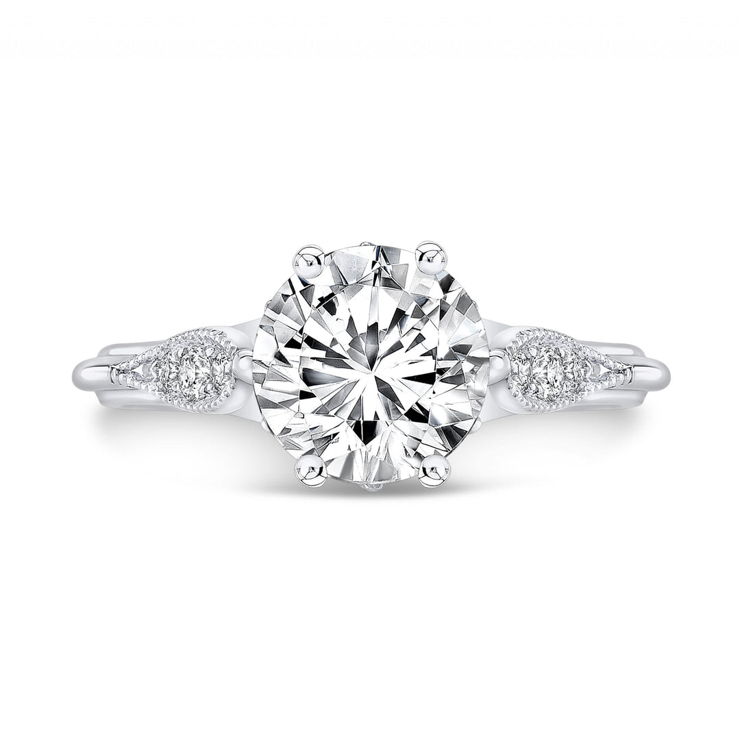 Vintage Inspired Engagement Semi-Mount Ring in 18K Gold