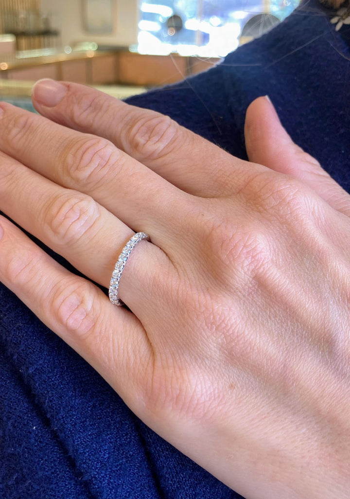 0.75 CTW Round Diamonds 18K White Gold Wedding Band