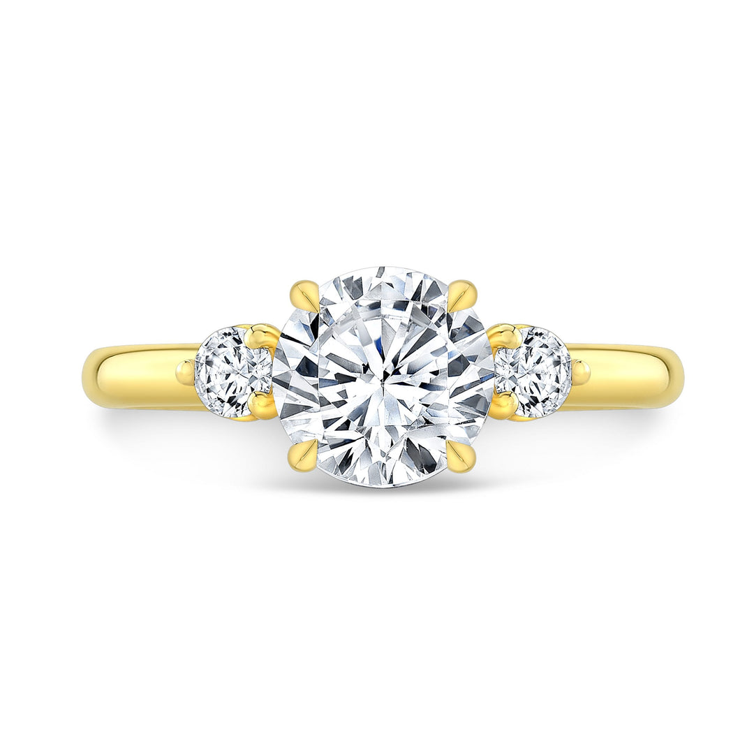 Three Stone Engagement Engagement Ring Mounting in 18K Gold
